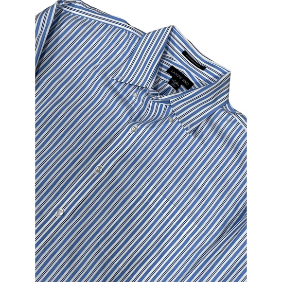 Lands End‎ Plaid Buttondown, Blue/White 17 34/35, #638-I - Picture 1 of 4